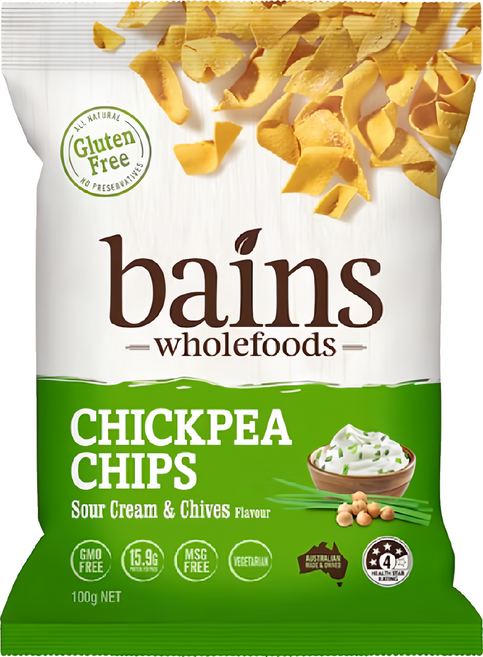 bains wholefoods 鷹嘴豆零食脆片 奶焗香蔥風味, 1包, 100g
