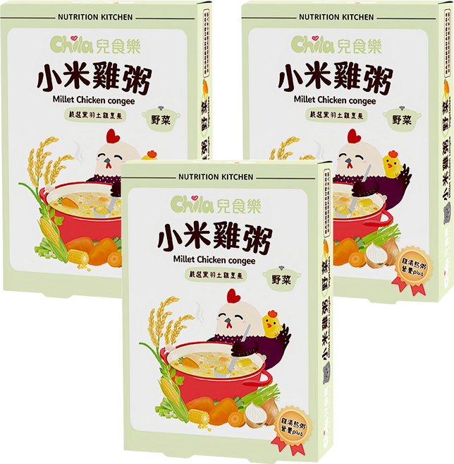 Chila 兒食樂 小米雞粥 野菜, 300g, 3盒