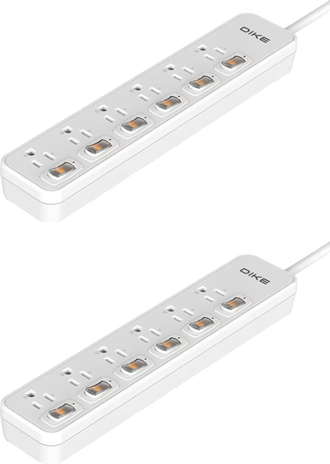 DIKE 安全加強型電源延長用電源線組 6切6座 DAH664, 1.2m, 灰色, 2個
