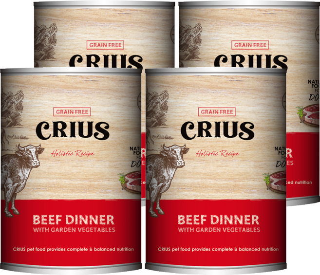 CRIUS 克瑞斯 全年齡犬 無榖主食餐罐, 風味牛, 375g, 4罐