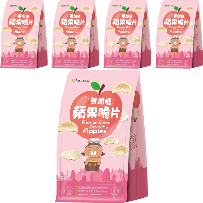 Vilson 米森 無加糖蘋果脆片, 40g, 5袋