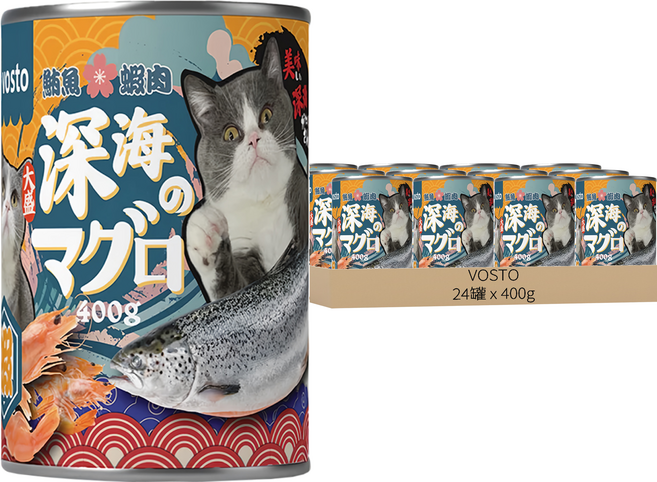 vosto 沃司托 大盛深海鮪魚罐 鮪魚 + 鮮蝦, 400g, 24罐