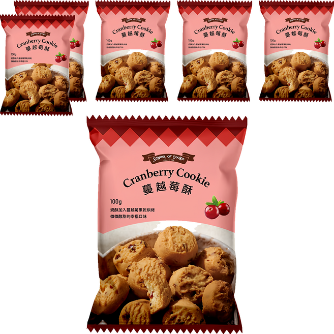 School of Cookie 台灣優格餅乾學院 蔓越莓酥, 6包, 100g