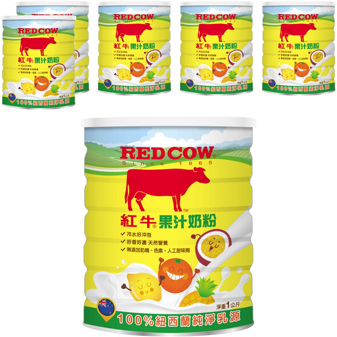 RED COW 紅牛 調味奶粉 果汁奶粉, 1kg, 6罐
