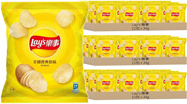 Lay's 樂事 洋芋片 美國經典原味, 34g, 36包
