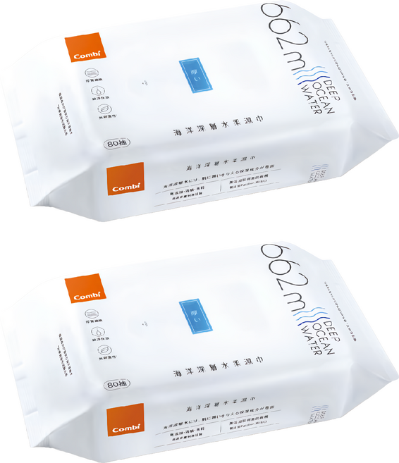 Combi 康貝 海洋深層水厚柔濕巾 厚款, 1入, 2包