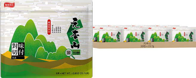 元本山 味付對切海苔 18片, 23.7g, 20包