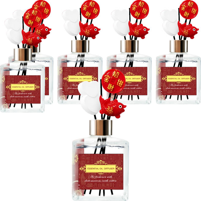 QiMart 迎春納福香氛珪藻擴香瓶 480g, 純棉麝香, 200ml, 6件