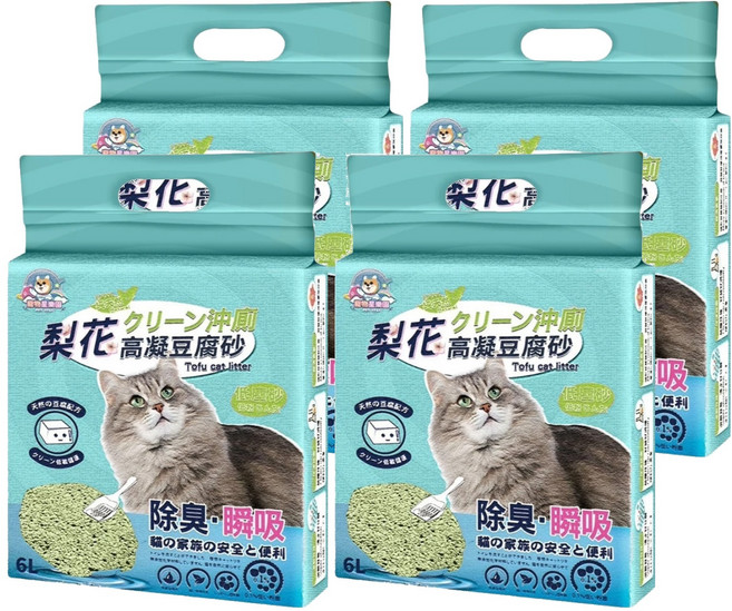Pet STAR 寵物星樂園 豆腐貓砂, 綠茶, 6L, 4袋