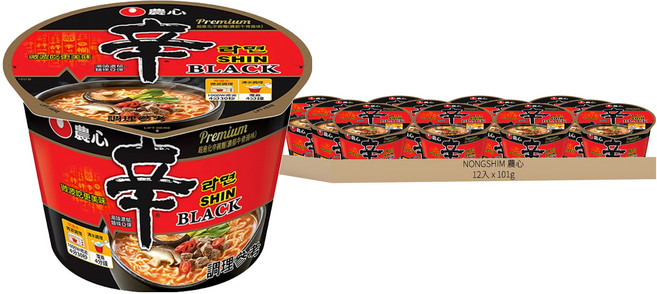 NONGSHIM 農心 超進化辛碗麵 濃郁牛骨湯味 101g, 12入