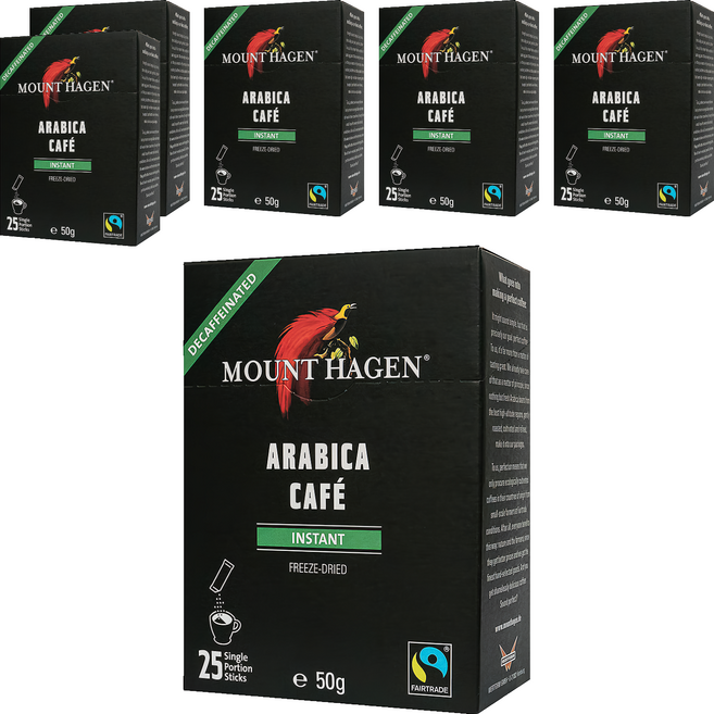 MOUNT HAGEN 公平貿易低咖啡因即溶咖啡粉, 2g, 25條, 6盒