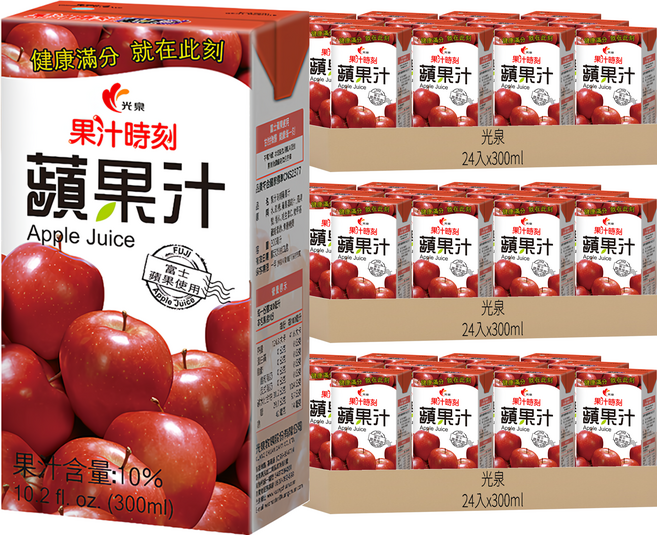 光泉 果汁時刻蘋果汁, 300ml, 72入