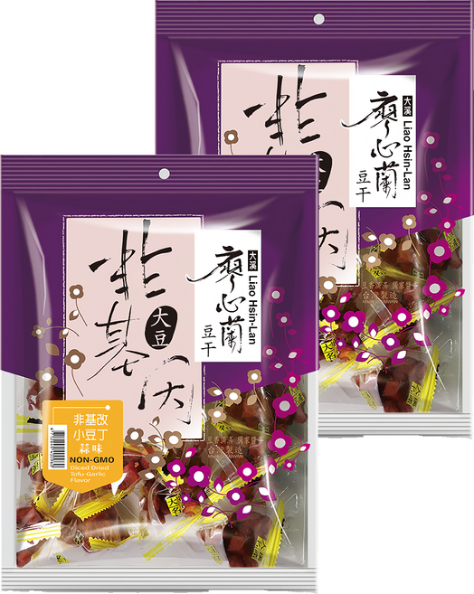 大溪廖心蘭豆干 廖心蘭 非基改小豆丁 蒜味, 220g, 2袋