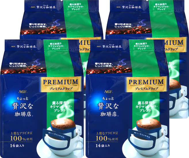 AGF 微奢華咖啡店 奢華吉力馬扎羅濾掛式咖啡, 112g, 1入, 4袋