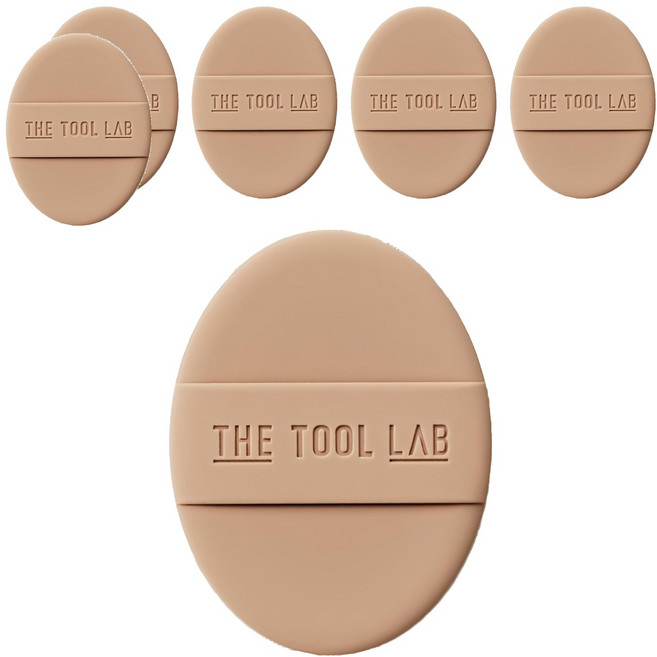 THE TOOL LAB 長效彈力粉撲 標準款, 米色, 6個