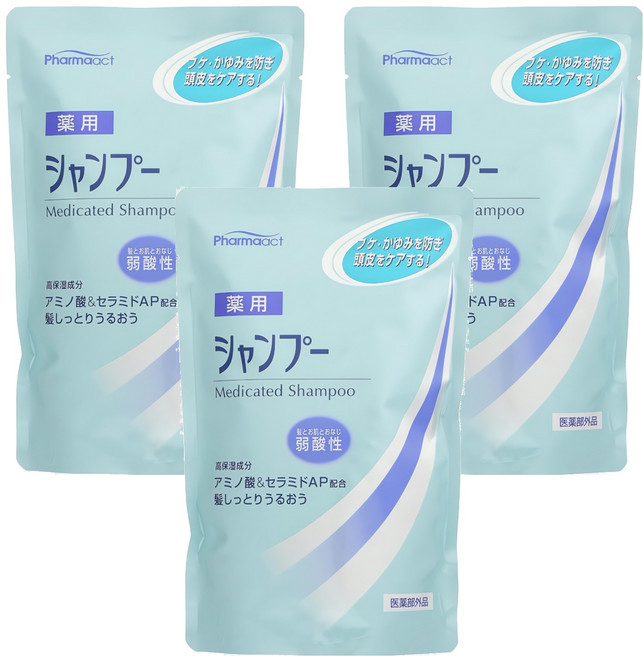 KUMANO 熊野油脂 Pharmaact 弱酸性洗髮精, 400ml, 3入