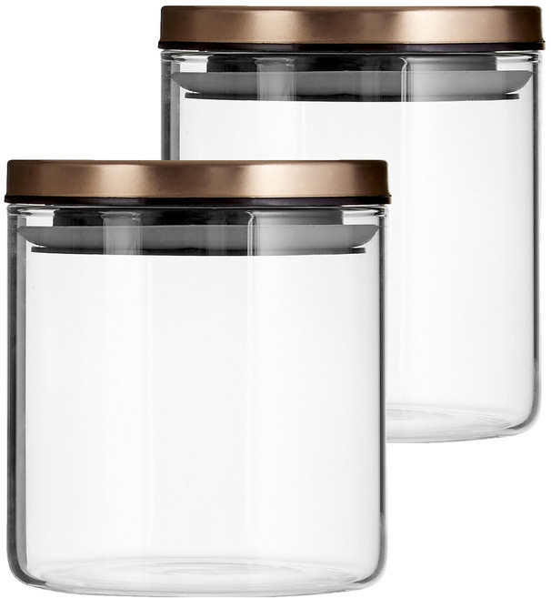 Premier Freska 玻璃密封罐 玫瑰金 550ml, 容器 + 蓋子, 2個