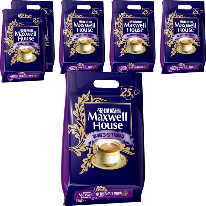 Maxwell House 麥斯威爾 拿鐵3合1咖啡, 14g, 25包, 6袋