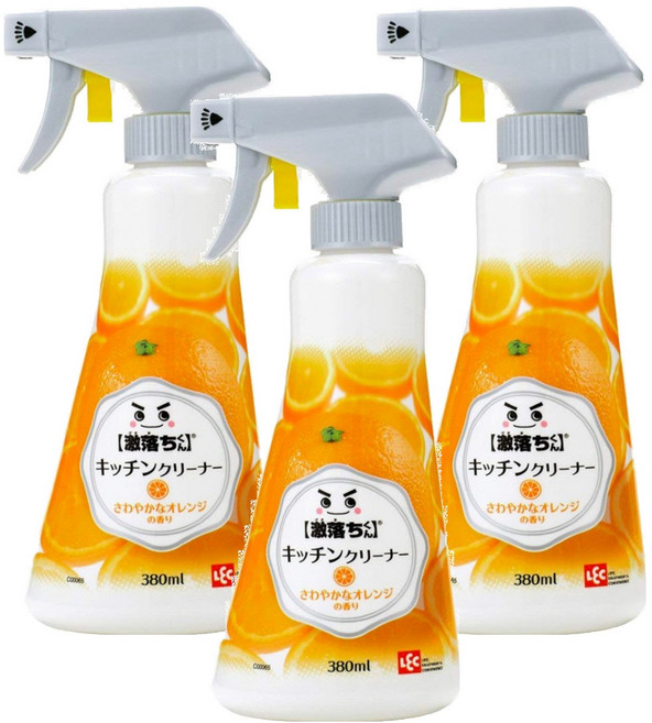 LEC 激落君廚房用泡沫噴霧清潔劑 清新柑橘香, 380ml, 3瓶