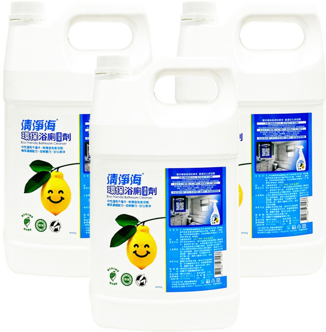 清淨海 環保浴廁清潔劑, 4kg, 3桶