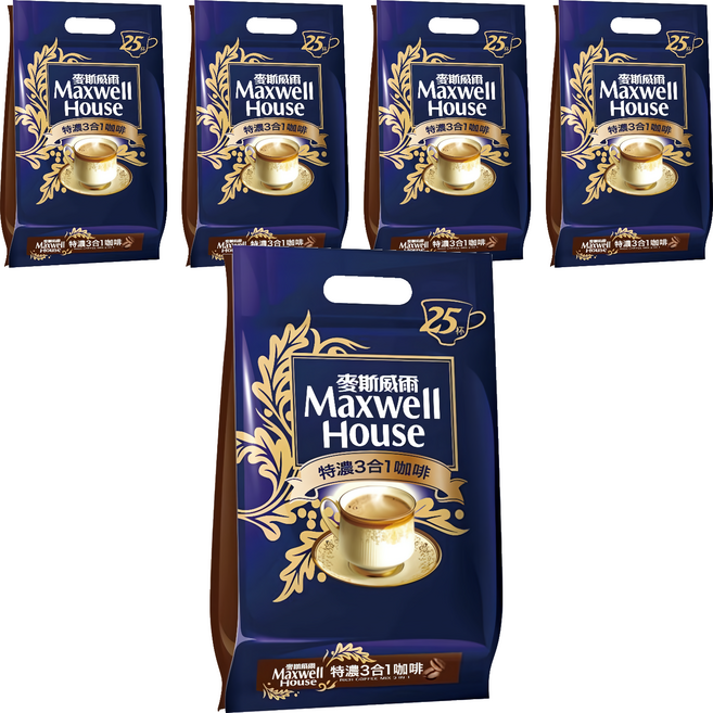 Maxwell House 麥斯威爾 特濃 3合1咖啡, 13g, 25包, 5袋