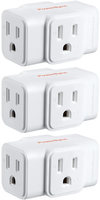 PowerSync 群加 3P轉3P 3插壁插 TC3303N9, 白色, 3個, 6.48cm