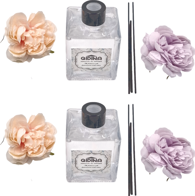 QIDINA 奇蒂娜 花香盛開珪藻土室內香氛擴香瓶, 白麝香, 2瓶, 200ml