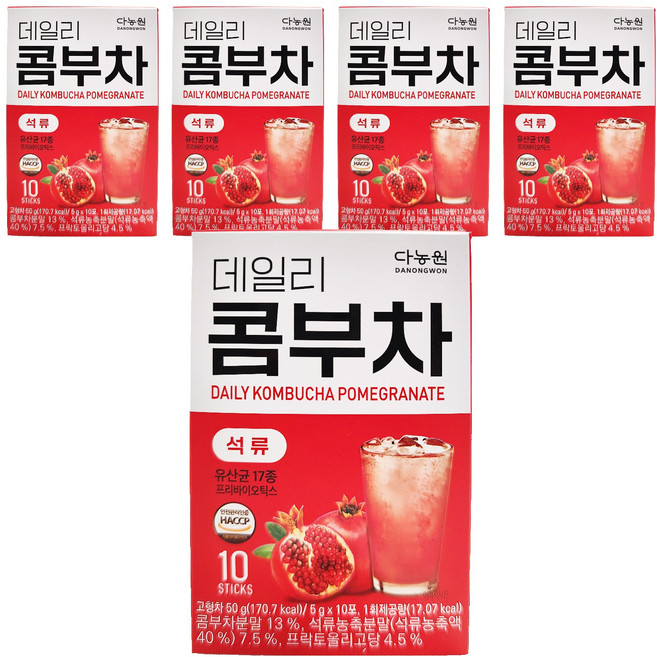Danongwon 乳酸菌康普茶 石榴, 10包, 5g, 5盒