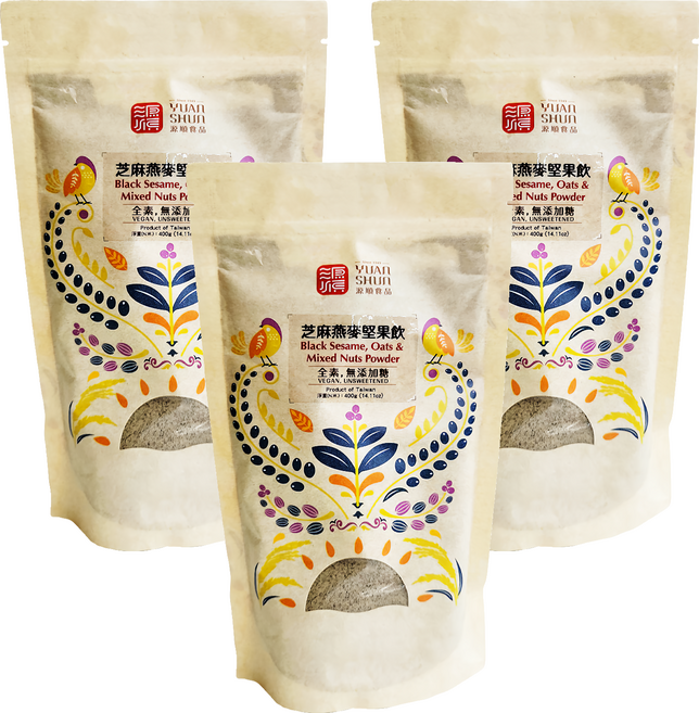 源順食品 芝麻燕麥堅果飲 無糖, 400g, 1入, 3包