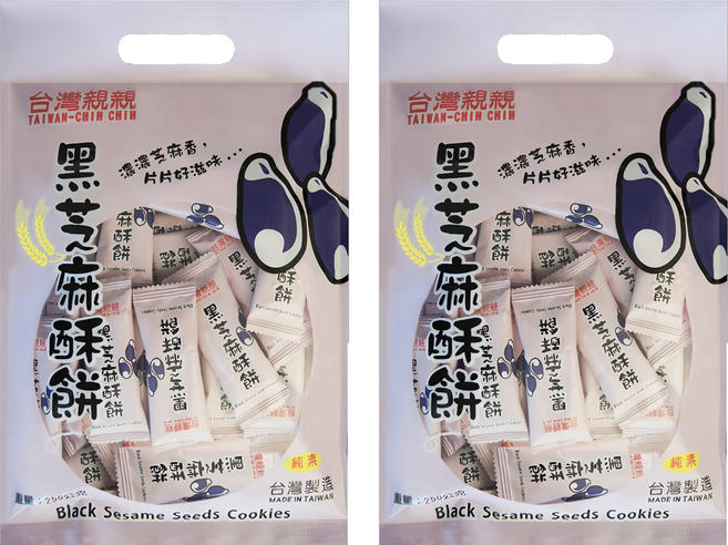 台灣親親 黑芝麻酥餅, 2袋, 250g