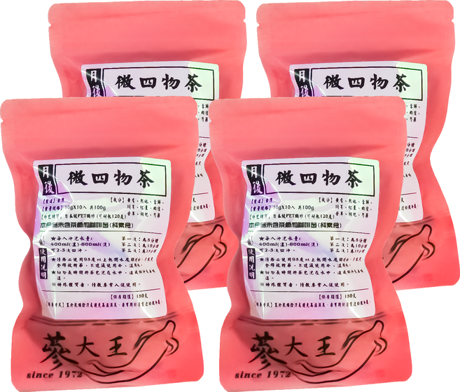 蔘大王 月後微四物茶包, 10g, 10入, 4袋
