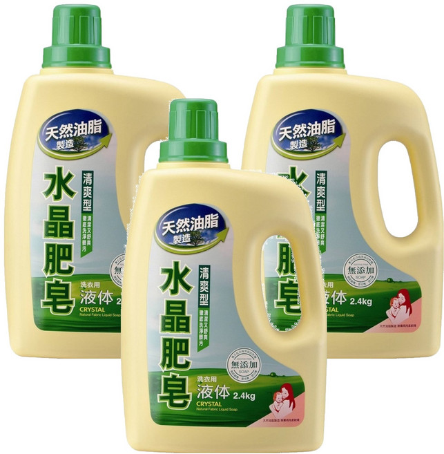 南僑水晶 肥皂洗衣用液體-清爽型2.4kg, 2.4kg, 1桶, 3入