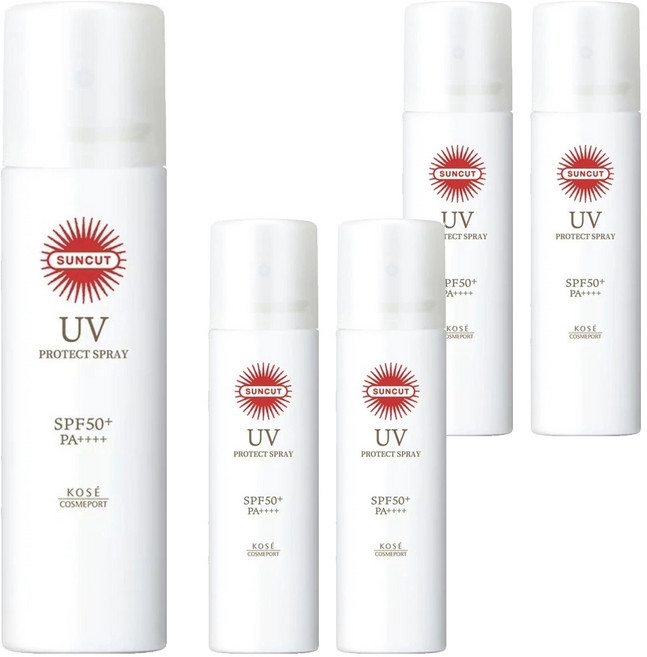 KOSE 高絲 SUNCUT UV 曬可皙 台灣公司貨 高效防曬噴霧, 90g, 5瓶