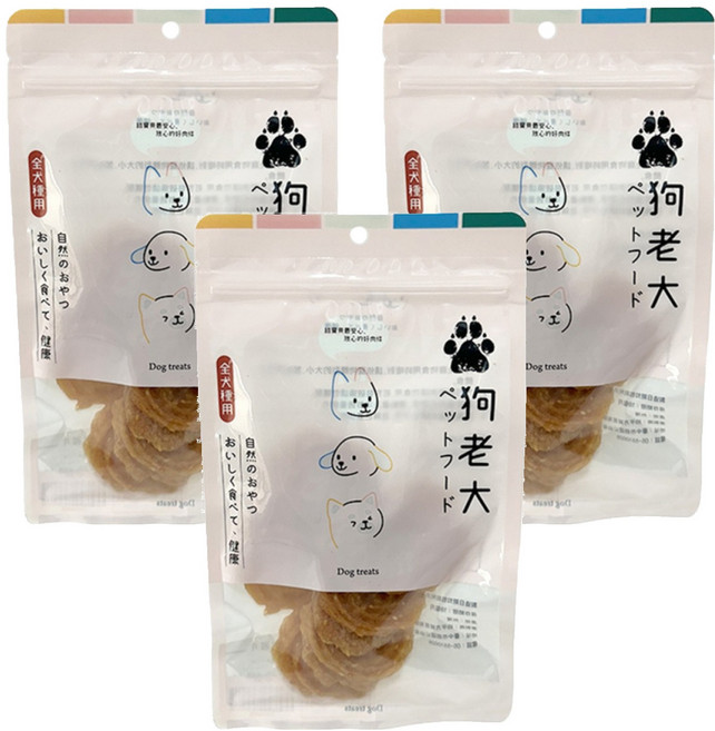 狗老大 寵物零食, 3個, 芝麻雞腿圓片, 100g
