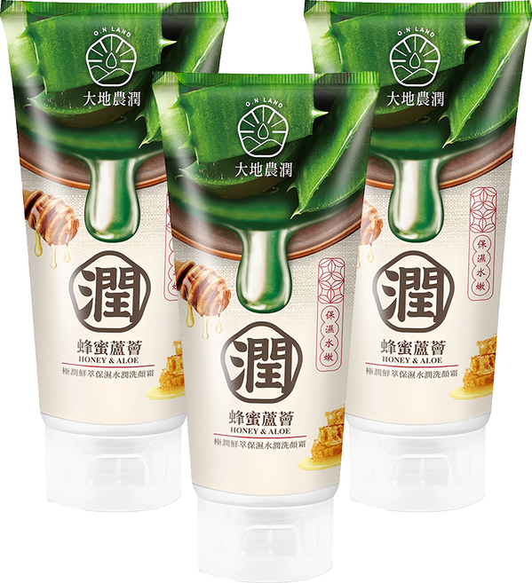 MY SCHEMING 我的心機 大地農潤 極潤鮮萃洗顏霜 蜂蜜蘆薈 保濕水潤 舒緩修護 彈力光澤, 100ml, 3件