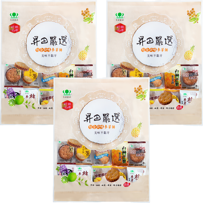 昇田食品 綜合麥芽餅, 480g, 3袋
