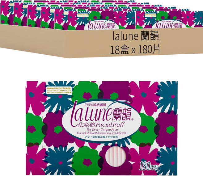 lalune 蘭韻 化妝棉 顏色隨機, 180片, 18盒