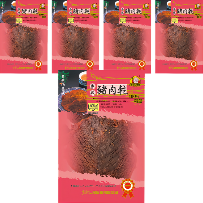 金安記 香辣豬肉乾, 60g, 5包