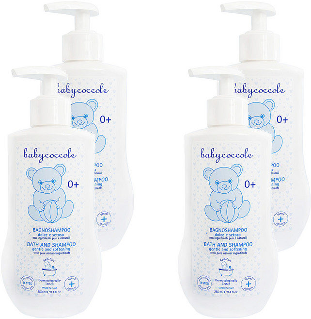 babycoccole 寶貝可可麗 2合1洗髮沐浴露, 4瓶, 250ml