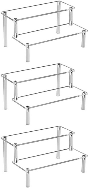 收納部屋 壓克力展示架 20cm 2層, 透明色, 3個