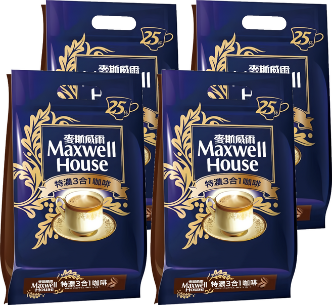 Maxwell House 麥斯威爾 特濃 3合1咖啡, 13g, 25包, 4袋