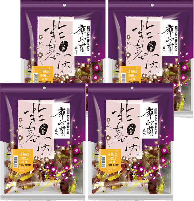 大溪廖心蘭豆干 廖心蘭 非基改小豆丁 蒜味, 220g, 4袋