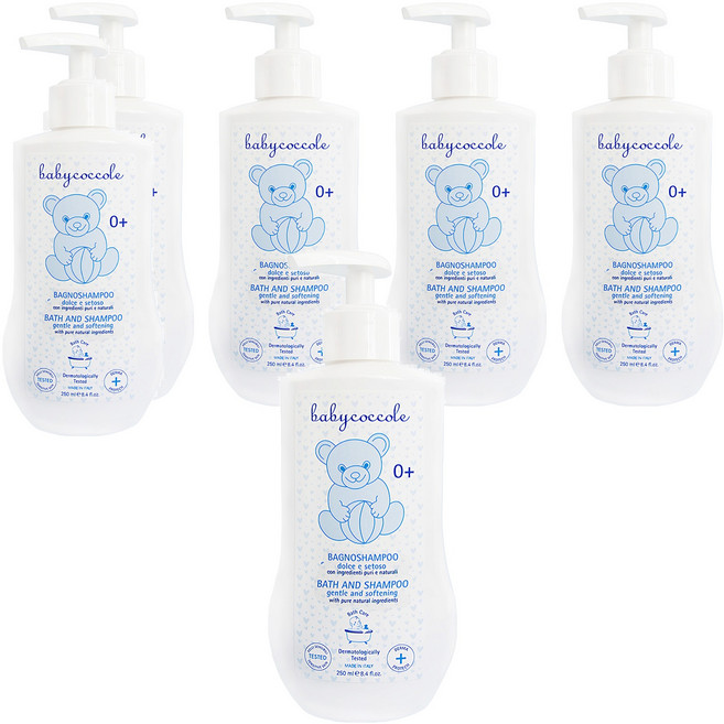 babycoccole 寶貝可可麗 2合1洗髮沐浴露, 6瓶, 250ml