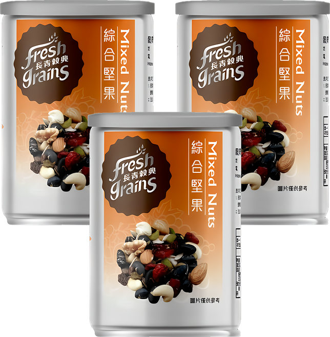 fresh grains 長青穀典 綜合堅果 添加岩鹽提味 多種果乾酸甜可口, 90g, 3罐