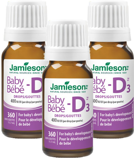 Jamieson 健美生 維生素D3滴劑 MCT Oil 鈣吸收 孕婦嬰兒可用 360滴, 11.7ml, 3瓶