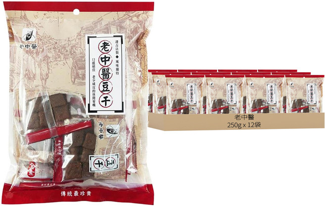 老中醫 中丁豆干, 250g, 12袋