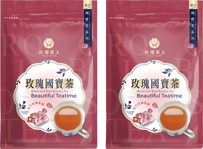 台灣茶人 南非紅國寶茶 原片玫瑰, 2.2g, 10包, 2袋