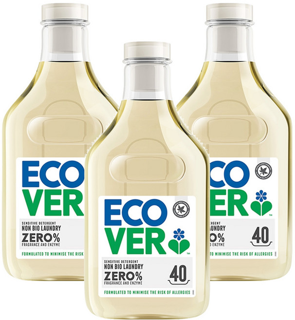 ECOVER 宜珂 洗衣精 無添加 ZERO, 3瓶, 1430ml