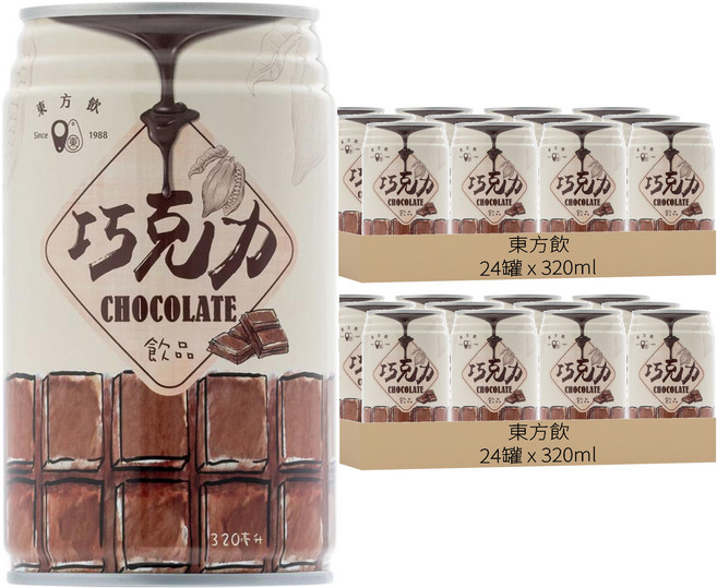東方飲 巧克力飲品, 320ml, 48罐