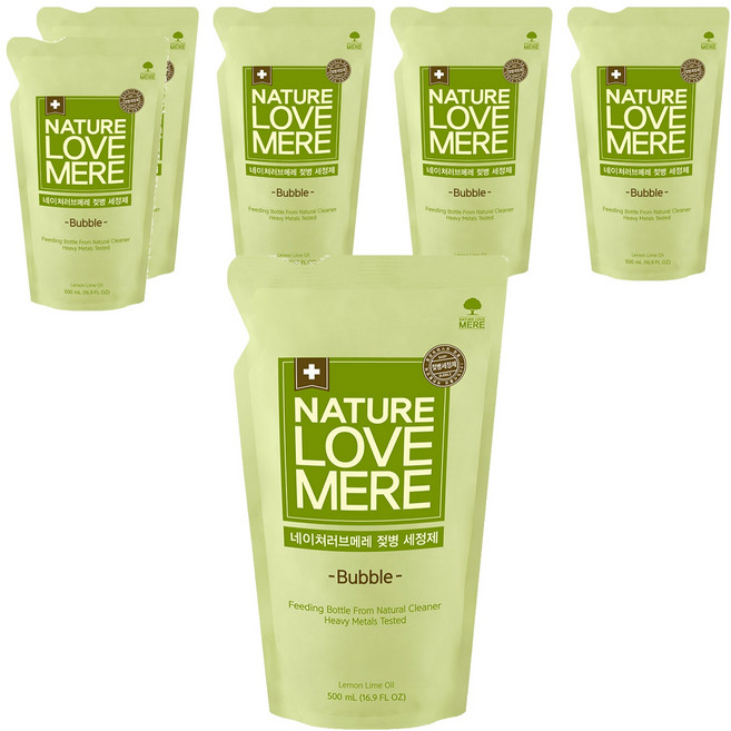 NATURE LOVE MERE 奶瓶清潔慕斯補充包, 500ml, 6包